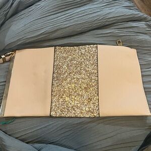Gold and Cream Glitter Clutch for Formal Occasions